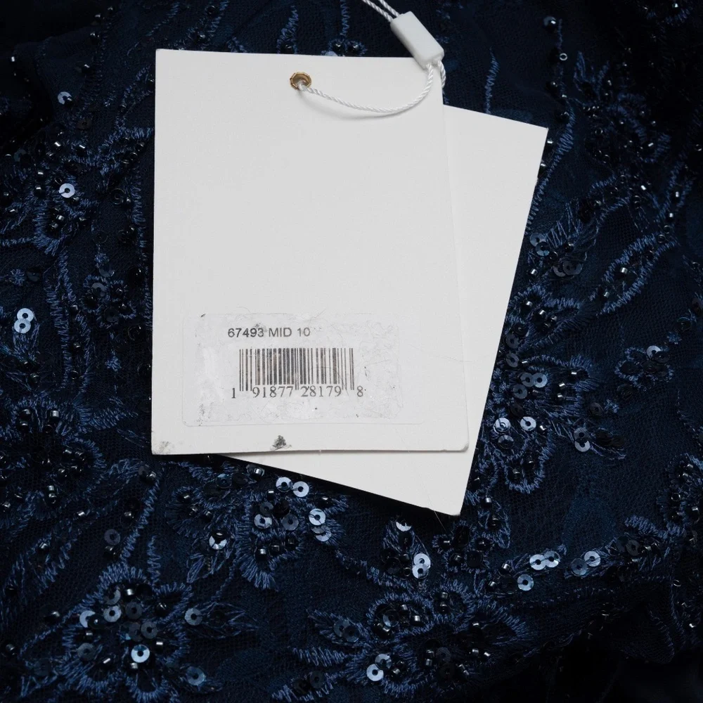 Mac Duggal Navy Embellished Evening Gown